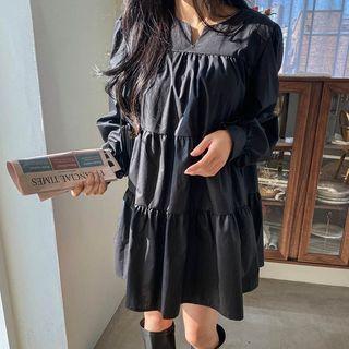 Notch-neck Tiered Minidress