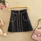 High-waist Zip-up A-line Skirt