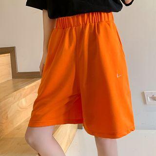 Logo Embroidered Wide Leg Shorts