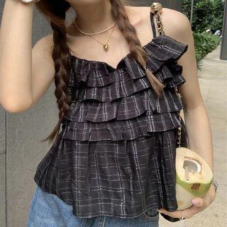 Ruffle Trim Flowy Cropped Camisole Top