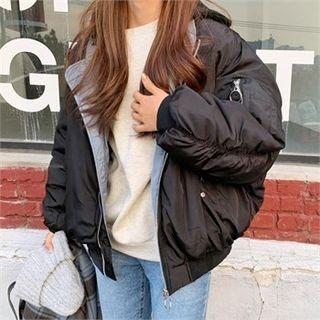 Reversible Padded Oversized Flight Jacket Black - One Size