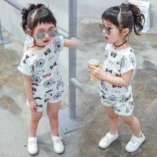 Set Of Two: Short-sleeve Printed T-shirt + Printed Shorts