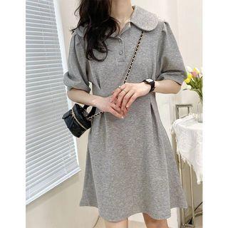 Elbow-sleeve Plain Polo Dress (various Designs)