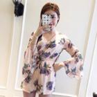 Floral Print Bell-sleeve Playsuit
