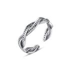 925 Sterling Silver Simple Fashion Twist Adjustable Open Ring Silver - One Size
