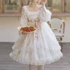 Lantern-sleeve Ribbon A-line Dress (various Designs)