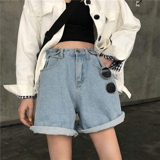 High-waist Wide-leg Denim Shorts As Shown In Figure - One Size