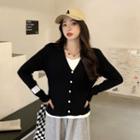 Long-sleeve Mock Two-piece Cardigan