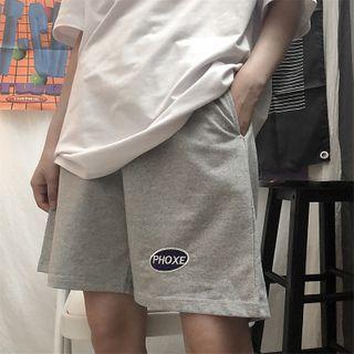Couple Matching Loose Fit Letter Embroidered Sweat Shorts