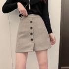 Button-up Mini A-line Skirt