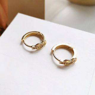 Leaf Hoop Earring 1 Pair - Gold - One Size