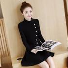 Fleece-lined Long-sleeve Knit Dress