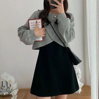 Set: Cropped Sweatshirt + A-line Tank Dress