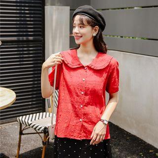 Ruffle Collared Short-sleeve Blouse