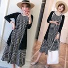 Sleeveless Striped Dress + Long-sleeve Cardigan
