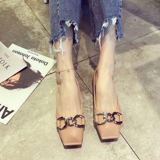 Chain Detail Square Toe Flats