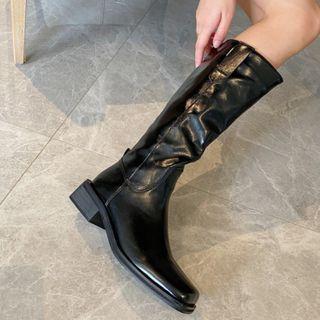 Plain Square-toe Tall Boots