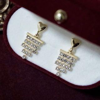 Sterling Silver Rhinestone Drop Earring / Clip-on Earring