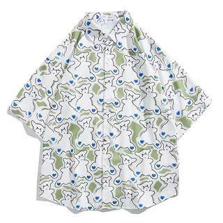 Elbow-sleeve Cartoon Hawaiian Shirt