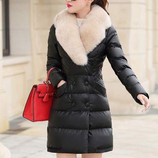 Furry Faux Leather Padded Coat