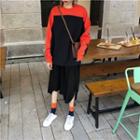 Color-block Loose-fit Pullover / Plain Skirt