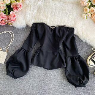 Off-shoulder Puff Long-sleeve Blouse