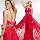 Halter Rhinestone A-line Evening Gown