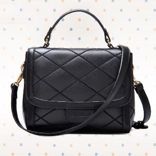 Faux-leather Quilted Crossbody Bag
