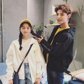 Couple Matching Smiley Embroidered Hooded Jacket
