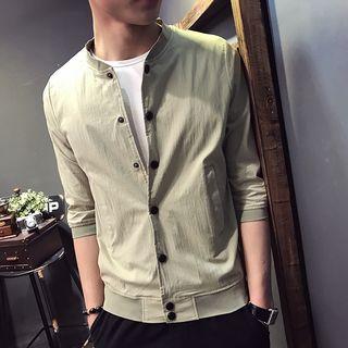 3/4-sleeve Snap Button Jacket