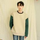 Long-sleeve Color-block Neoprene Sweatshirt