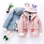 Cat Embroidered Hooded Zip Padded Coat