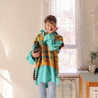 V-neck Checked Knit Vest