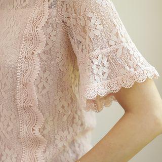 Crochet-trim Band-hem Lace Top