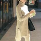 Turtle-neck Dip-back Sweater