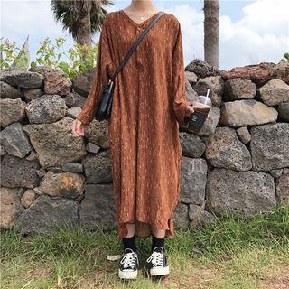 Long-sleeve Midi Chiffon Dress