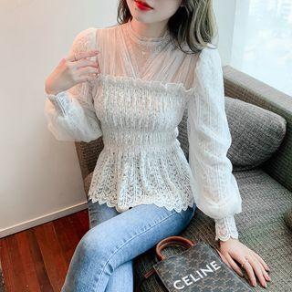 Mesh Panel Lace Top