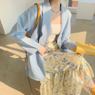 Floral Print Midi A-line Skirt / Blazer