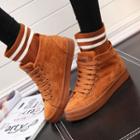 Faux Suede Lace Up High Top Sneakers