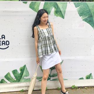 Zip-front Raw-hem Cotton Miniskirt