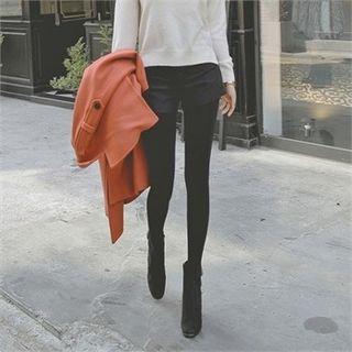 Zip-side Wool Blend Shorts