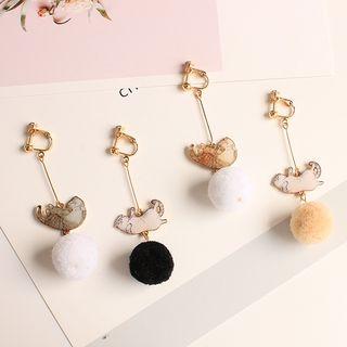 Pom Pom Cat Earring / Clip-on Earring