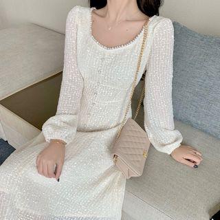 Long-sleeve Slim-fit A-line Dress
