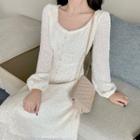 Long-sleeve Slim-fit A-line Dress