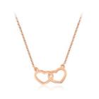 Simple Romantic Plated Rose Gold Hollow Double Heart 316l Stainless Steel Necklace Rose Gold - One Size
