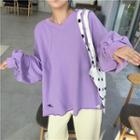 V-neck Sweatshirt Purple - One Size