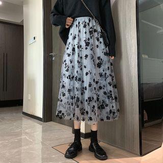 Flower Print High Waist Skirt