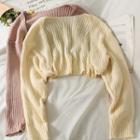 Open-front Ribbed-knit Cape Top