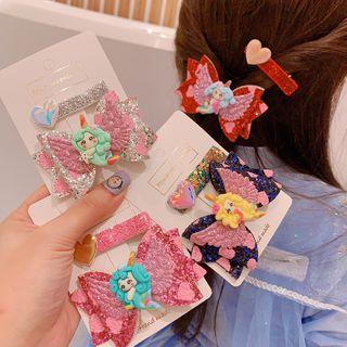 Set: Glitter Bow Mermaid / Heart Hair Clip