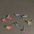 Butterfly Acrylic Earring Set Of 8 - Silver Needle - Pink & Blue - One Size